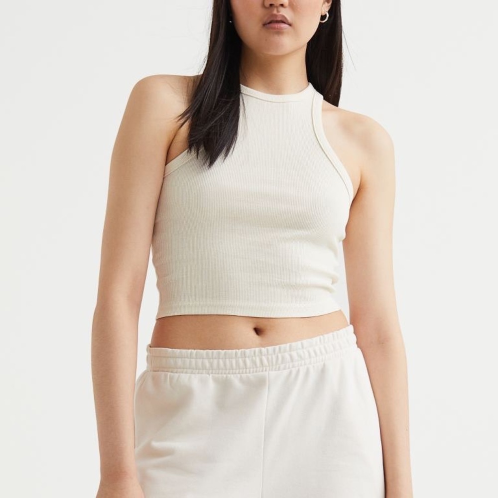 NWT Off White Cream Ribbed Racerback Ribbed Tank